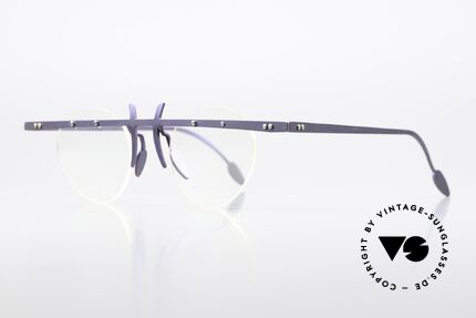 Theo Belgium Tita VI 9 90er Brille Blau Metallic, TITA-Serie = einzigartige Titanium Modelle der 1990er, Passend für Damen