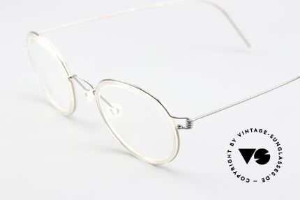 Lindberg Lex 45 Air Titan Rim Brille In Silber Und Kristall, markant veredelte Air Titanium Version mit Azetat-Rand, Passend für Herren und Damen
