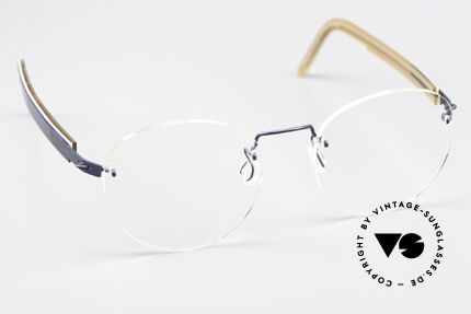 Lindberg 2110 Spirit Titan Brille Blau Metallic Hellbraun, ungetragenes Designerstück + orig. Lindberg Magnet-Etui, Passend für Herren und Damen