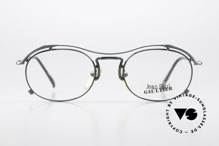 Jean Paul Gaultier 55-2170 90s Brille Tannengrün Metall, schwungvolle Rahmenkonstruktion; ein Hingucker!, Passend für Herren und Damen