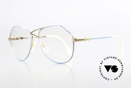 Cazal 229 Frauen Brille 80er Large Size, Modell 229 in Größe 60-14 in blau-weiss-gold, Passend für Damen