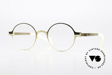 Mykita Pit Runde Brille Glossy Gold, Mykita Brille, Modell PIT, Größe 46-22 in Color 013, Passend für Herren und Damen