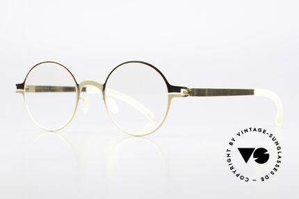Mykita Pit Runde Brille Glossy Gold, Farbe 013 = "gold glänzend" = zeitlose Unisex-Brille, Passend für Herren und Damen