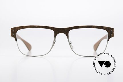 Lucas de Stael Nemus 14 Holz Rindsleder Naturbrille, eine klassische Herren-Brille; handmade in France, Passend für Herren