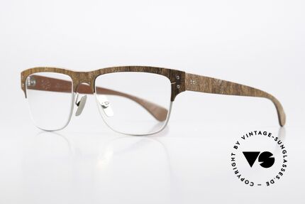 Lucas de Stael Nemus 14 Holz Rindsleder Naturbrille, Naturprodukt mit Leder-Überzug (Connoisseur-Brille), Passend für Herren