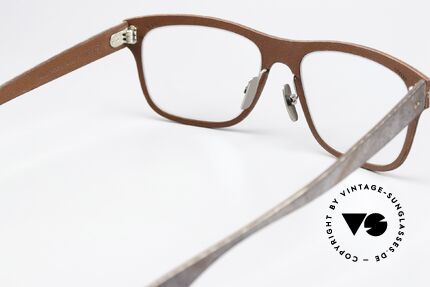 Lucas de Stael Stratus Thin 10 Luxusbrille Mit Lederüberzug, color 04: Magma-Schiefer / mittelbraunes Rindsleder, Passend für Herren