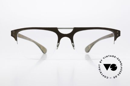 Lucas de Stael Minotaure Thin 15 Herrenbrille Lederüberzogen, eckig, markante Herren-Brille; handmade in France, Passend für Herren