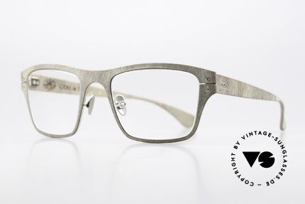 Lucas de Stael Petrus P07 Perlschiefer Leder Brille, tatsächlich gemacht aus Metall, Gestein und Leder, Passend für Herren