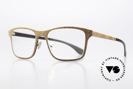 Lucas de Stael Nemus Thin 01 Walnuss Und Braunes Leder, Luxusmodell mit Leder-Überzug (Connoisseur-Brille), Passend für Herren und Damen