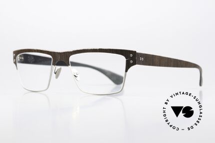 Lucas de Stael Nemus 15 Smoked Oak Black Cow Leather, Naturprodukt mit Leder-Überzug (Connoisseur-Brille), Passend für Herren