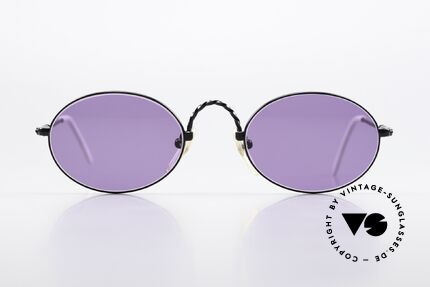 Jean Paul Gaultier 55-0175 Vintage Brille Schwarz Lila, raffiniert "verdrehtes" Metall bei Bügeln und Steg, Passend für Herren und Damen