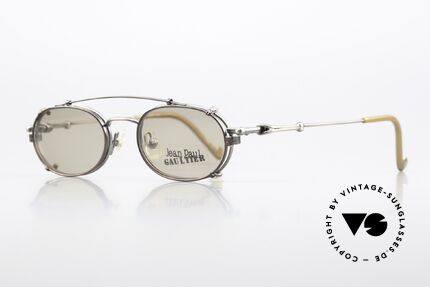 Jean Paul Gaultier 55-0012 Vintage Brille Mit Sonnenclip, ungetragenes Designerstück: kostbar, selten und begehrt, Passend für Herren und Damen