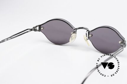 Jean Paul Gaultier 56-7111 Randlose Sonnenbrille 90er, stabile graue Kunststoff-Sonnengläser; 100% UV Schutz, Passend für Herren und Damen