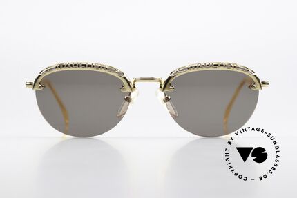 Jean Paul Gaultier 56-3175 Opulente Sonnenbrille Damen, 22kt vergoldete Fassung mit grauen Sonnengläsern, Passend für Damen