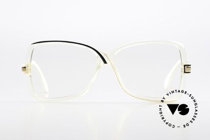 Cazal 175 Echt 80er Vintage Brille, transparenter Rahmen mit schwungvollen Linien, Passend für Damen
