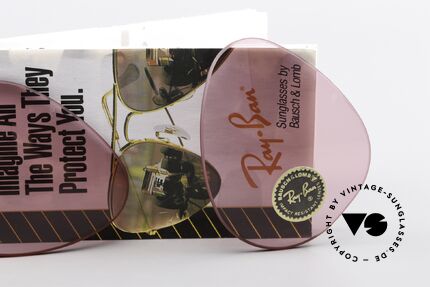 Ray Ban Aviator 62mm Lenses Changeable Pink 62mm Lenses, Mineralgläser mit der legendären "B&L"-Gravur, Passend für Herren und Damen