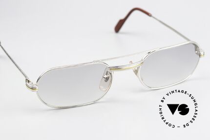 Cartier MUST LC - S Luxus Platin Brillenfassung, Gläser mit leichtem Verlauf (auch abends tragbar), Passend für Herren