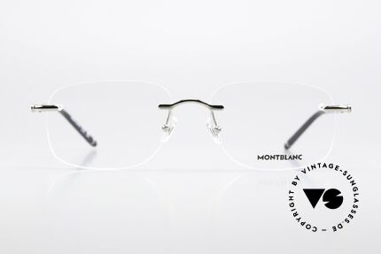 Montblanc MB0071O Randlosbrille Made In Japan, charakteristisches Montblanc Design; silber-schwarz, Passend für Herren