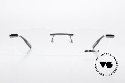 Montblanc MB0088O Herrenbrille Randlos Gunmetal, charakteristisches Montblanc Design; gunmetal/black, Passend für Herren