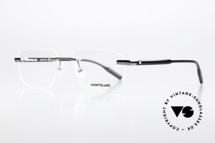 Montblanc MB0088O Herrenbrille Randlos Gunmetal, sehr elegante Herrenbrille; zeitlose Luxus-Fassung!, Passend für Herren