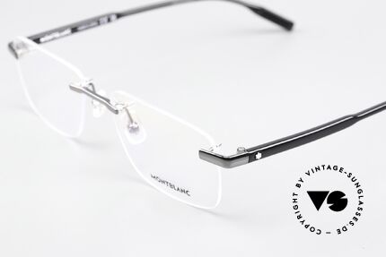 Montblanc MB0088O Herrenbrille Randlos Gunmetal, Fassung kann beliebig verglast werden, made in Japan, Passend für Herren