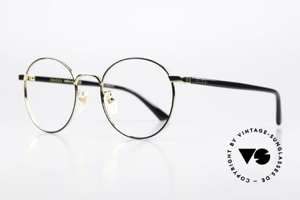 Gucci GG0297OK Runde Brille Gold Schwarz 52, rundes Panto-Brillendesign; wirklich elegant!, Passend für Herren und Damen
