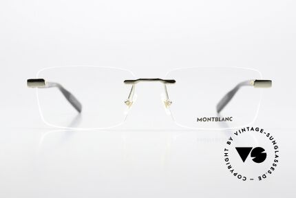 Montblanc MB0055O Edle Herrenbrille Randlos, charakteristisches Montblanc Design, gold/schildpatt, Passend für Herren
