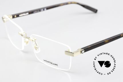 Montblanc MB0055O Edle Herrenbrille Randlos, die vergoldete Fassung kann beliebig verglast werden, Passend für Herren