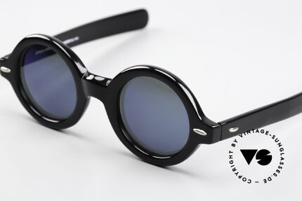 Christian Roth IM 1994 For Isaac Mizrahi Catwalk, schwarzes Acetat mit blau verspiegelten Gläsern, Passend für Damen