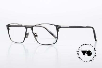 Tom Ford TF5935 Eckige Vollrandbrille Titan, leichte Titanium-Fassung in mattschwarz & silber, Passend für Herren