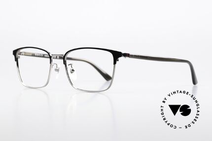 Gucci GG1124OA Herrenbrille Eckig Markant, eckiger Rahmen in silber / schwarz / dunkelbraun, Passend für Herren
