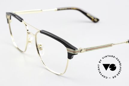 Gucci GG0241O Azetat Und Metall-Brille, Brillenfassung in gold & schwarz; made in Japan, Passend für Herren