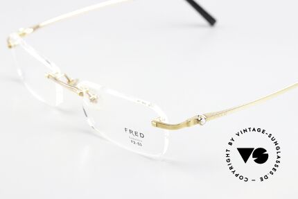 Fred Sainte-Lucie Bügeldekor Mit Echter Perle, zeitlose, randlose Luxusbrille mit F2-Glasform (53mm), Passend für Herren und Damen