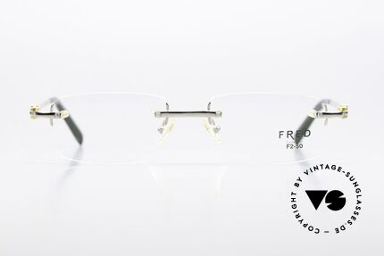Fred Aberdeen Markante Eckige Glasform, kostbare Fassung; platin-plattiert und GOLD-PLATED, Passend für Herren