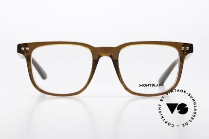 Montblanc MB0256O Herrenbrille Eckig Azetat, charakteristisches Montblanc-Logo als Bügeldekor, Passend für Herren