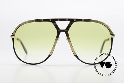 Alpina M1 80er Mode-Accessoire Brille, schwarzer Rahmen + goldene Blende & Schrauben, Passend für Herren