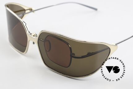 Christian Roth 14004 Gunmetal & Goldener Clip-On, mit großem Wrap Around Sonnen-Clip; polarisierend, Passend für Herren und Damen