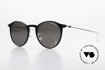 Montblanc MB0097S Pantosonnenbrille Klassisch, Azetat-Brillenfront mit Metallbügeln in gunmetal, Passend für Herren
