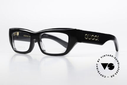 Gucci GG1297O Sehr Massive Azetat Fassung, goldener GUCCI Schriftzug auf beiden Bügeln, Passend für Herren und Damen
