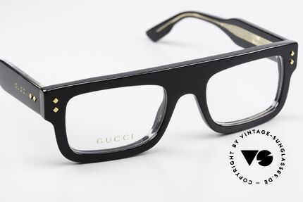 Gucci GG1085O Dicker Rahmen Logo Gold, ungetragenes Modell inkl. Gucci Etui & Putztuch, Passend für Herren