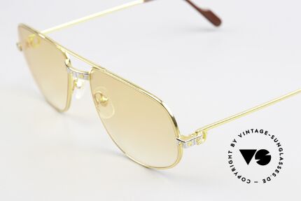 Cartier Romance Santos - L Luxus Sonnenbrille Echt 80er, 22kt vergoldete Fassung (wie alle alten Cartier Brillen), Passend für Herren