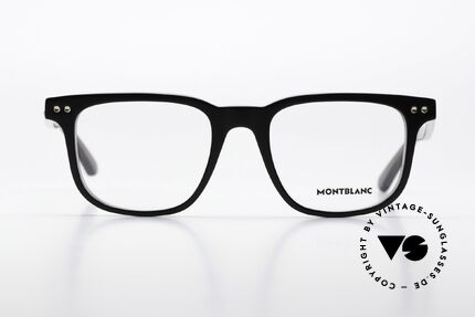 Montblanc MB0256O Vollrandbrille Schwarz Men, charakteristisches Montblanc-Logo als Bügeldekor, Passend für Herren