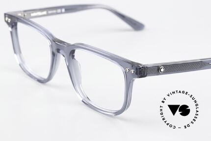 Montblanc MB0256O Blaugraue Azetat Fassung, aber auch als markante Damenbrille ein Hingucker, Passend für Herren
