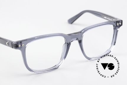 Montblanc MB0256O Blaugraue Azetat Fassung, die LARGE Fassung kann beliebig verglast werden, Passend für Herren