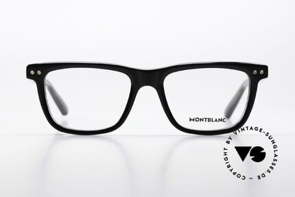 Montblanc MB0322O Brille Eckig Schwarz Vollrand, charakteristisches Montblanc-Logo als Bügeldekor, Passend für Herren und Damen