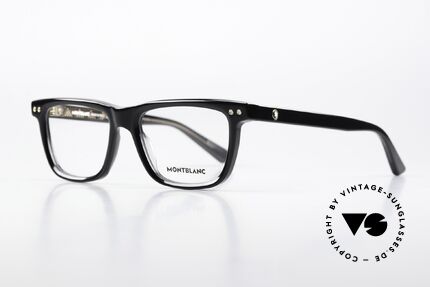 Montblanc MB0322O Brille Eckig Schwarz Vollrand, sehr elegante Herrenbrille, zeitlose Azetat-Fassung, Passend für Herren und Damen