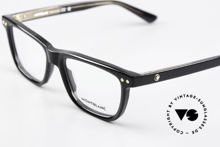 Montblanc MB0322O Brille Eckig Schwarz Vollrand, aber auch als markante Damenbrille ein Hingucker, Passend für Herren und Damen
