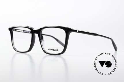 Montblanc MB0011O Brille Large Size In Schwarz, sehr elegante Herrenbrille, zeitlose Azetat-Fassung, Passend für Herren