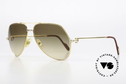 Cartier Vendome Santos - M Aviator Brille Braun Verlauf, Santos-Dekor (3 Schrauben): Medium Größe 59-14, 140, Passend für Herren und Damen