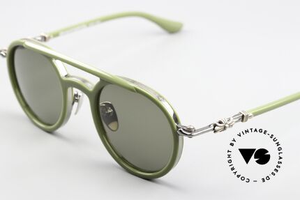 Chrome Hearts Loveboat Aviator Sonnenbrille Matcha, 925er Sterling Silber als Dekor-Elemente, Passend für Herren und Damen